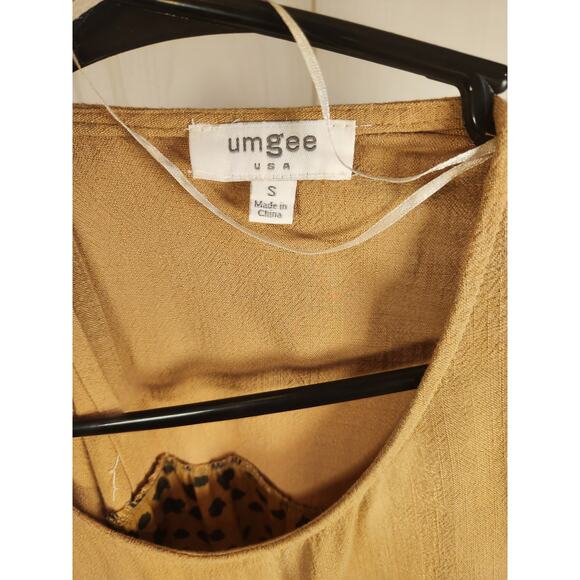 Umgee Spotted Tiered Fringe Dress Caramel S Small - Picture 3 of 3